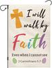Christian Garden Ag 12X18 Double Side, Religious Garden Ags for Outside, I Will Walk by Faith Small Burlap Ags for Out