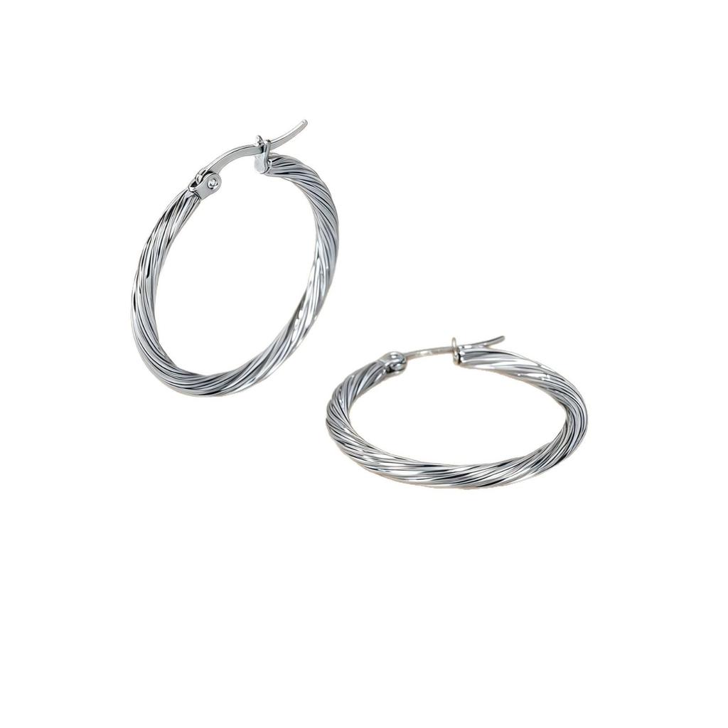 2025 Elegant Titanium Steel Needle-Woven Hoop Earrings - High-End, Colorfast Design for Women