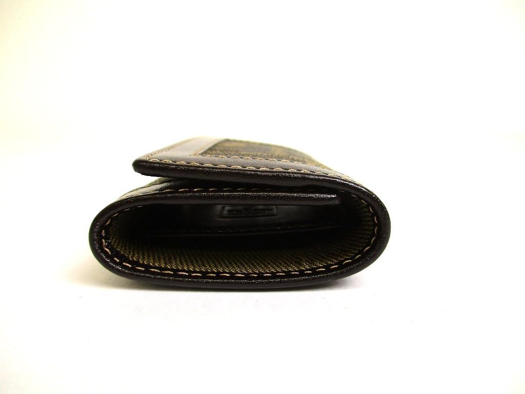 Authentic FENDI Zucca Khaki Canvas Dark Brown Leather 6pics Key Chain #a969  Pre-owned
