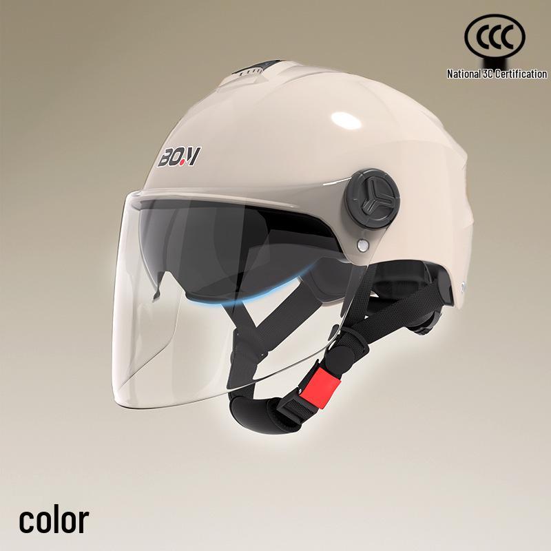 Certified Dual-Lens Electric Motorcycle Helmet for Men and Women - Summer Sun Protection Safety Half Helmet for Scooters