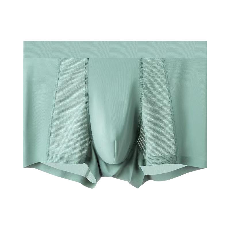 Men's Ice Silk Underwear Lightweight and Seamless Mid Waist Quick Drying Youth Flat Corner Shorts