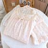 New Women's Pajamas Spring and Autumn Cotton Double-layer Gauze Flower Long-sleeved Sweet Floral Thin Loungewear Set
