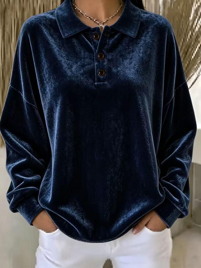 Dames Polo Kraag Lange Mouwen Casual Sweatshirt - Herfst/Winter 2026 Collectie