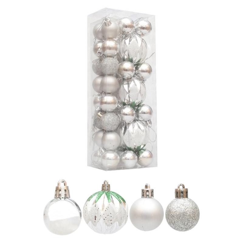 3Box Christmas Tree Hanging Decoration Electroplated Christmas Baubles Ornament Window and Door Ornament Party Supplies