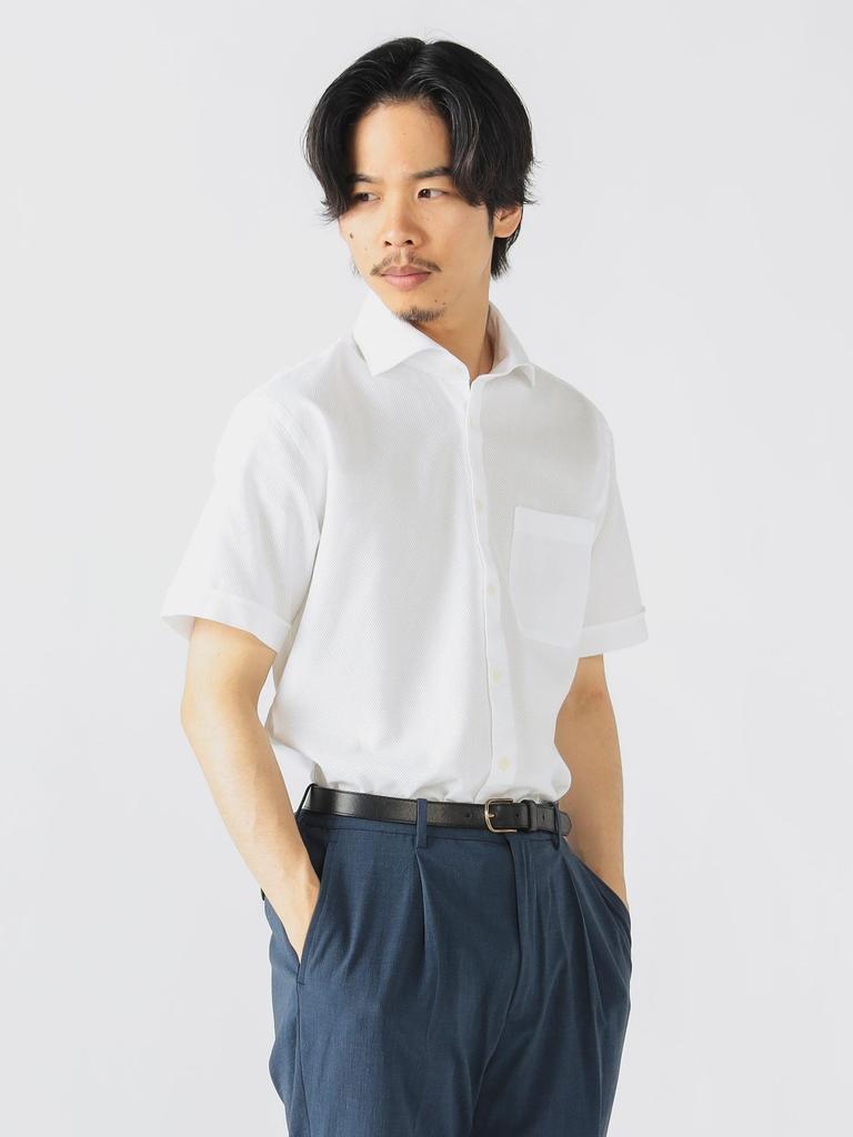 Beams Heart Men's S/S Shirt, Kalami Cutaway Collar, 2025 Spring/Summer (S-XL), White, Size L