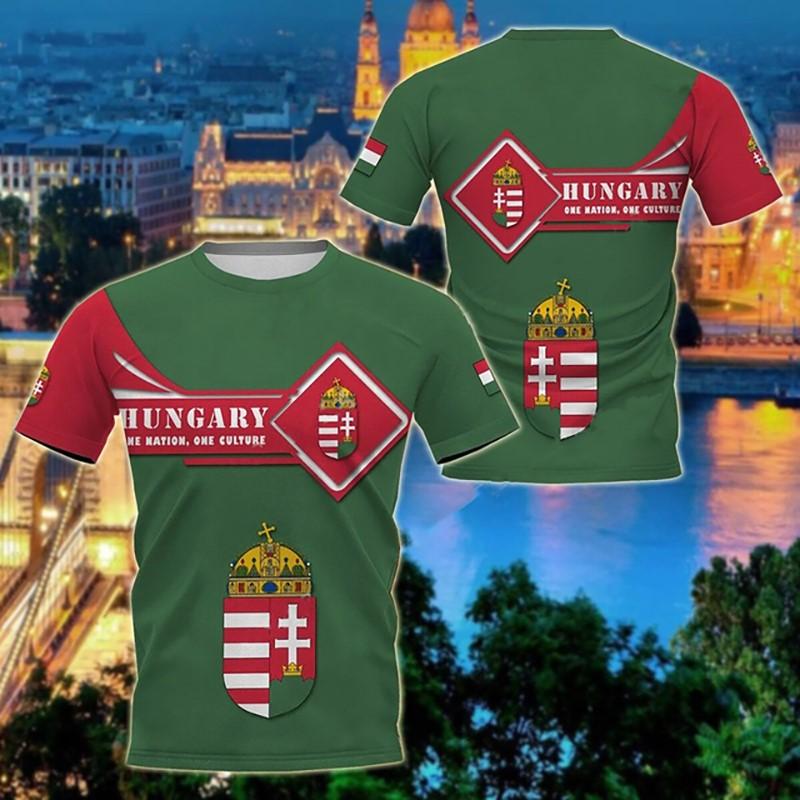 Hungria Camisetas Bandeira Húngara Emblema Impressão 3D Homens Mulheres Moda Casual Grandes Camiseta de Manga Curta Crianças Camisetas Tops Roupas