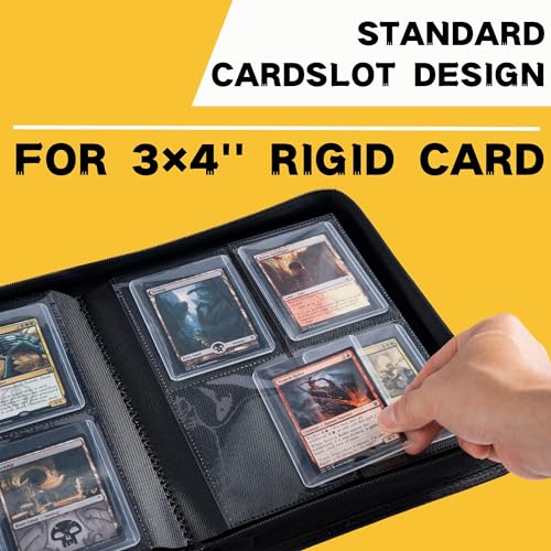 KUOOKING Top Loader Binder, Holds Over 112 Top Loaders, 4-Pocket Top Loader Card Storage Case with Double-Sided Pockets for Trading Cards, 3 X 4 Inch