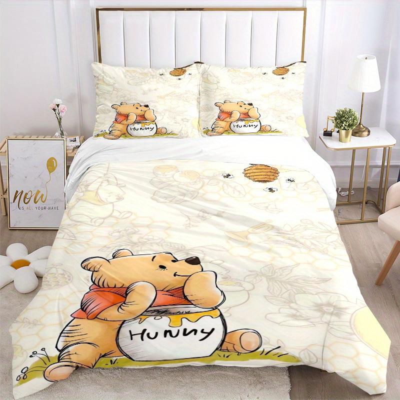 3pcs Winnie the Pooh Hunny Jar Quilt Cover Set - Soft and Cozy Bedroom, Guest Room and Dorm Decorative Bedding 3-Piece Set 1 Quilt Cover + 2 Pill