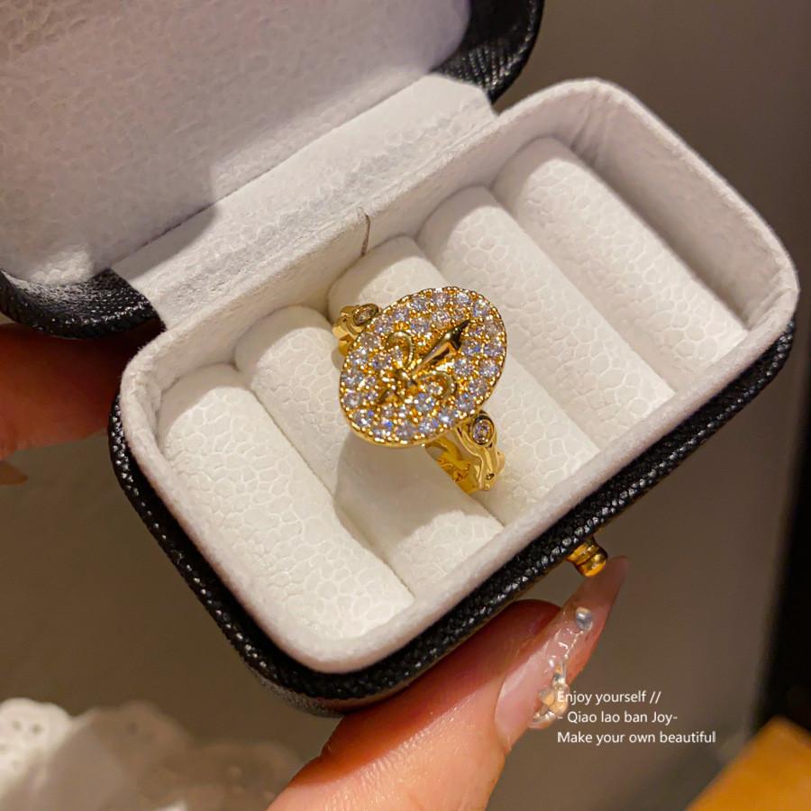 Geometric Openstyle Goldplated Zircon Ring For Women Fashion Jewelry