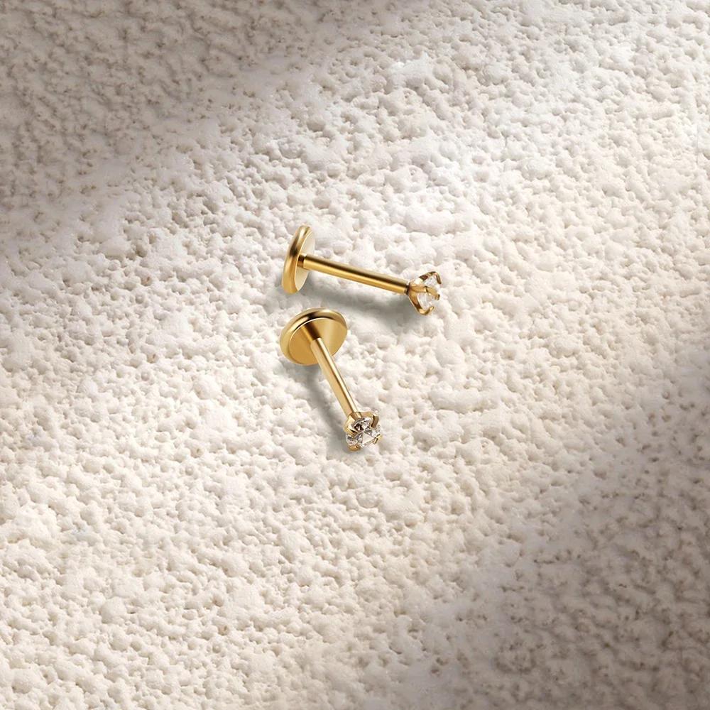 2/8PCS Stainless Steel Eearring Nose Stud Cartilage Piercing Jewelry Helix Tragus Lip Flat Back Tiny Earrings for Women 18G