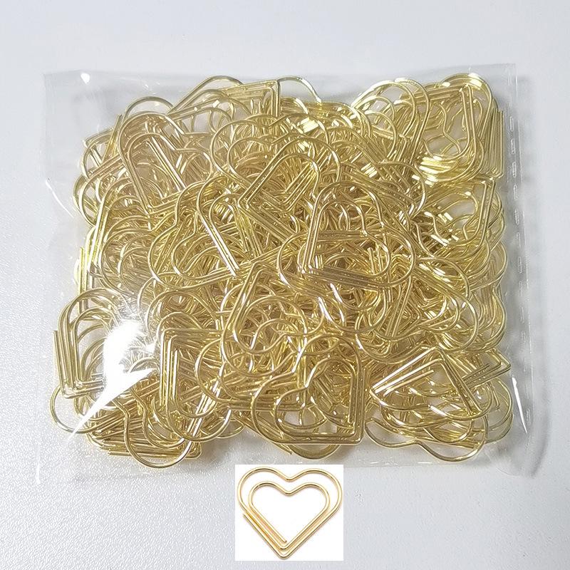 Gold Heart-Shaped Paperclip Set with Color Box - Cute and Creative Office Stationery