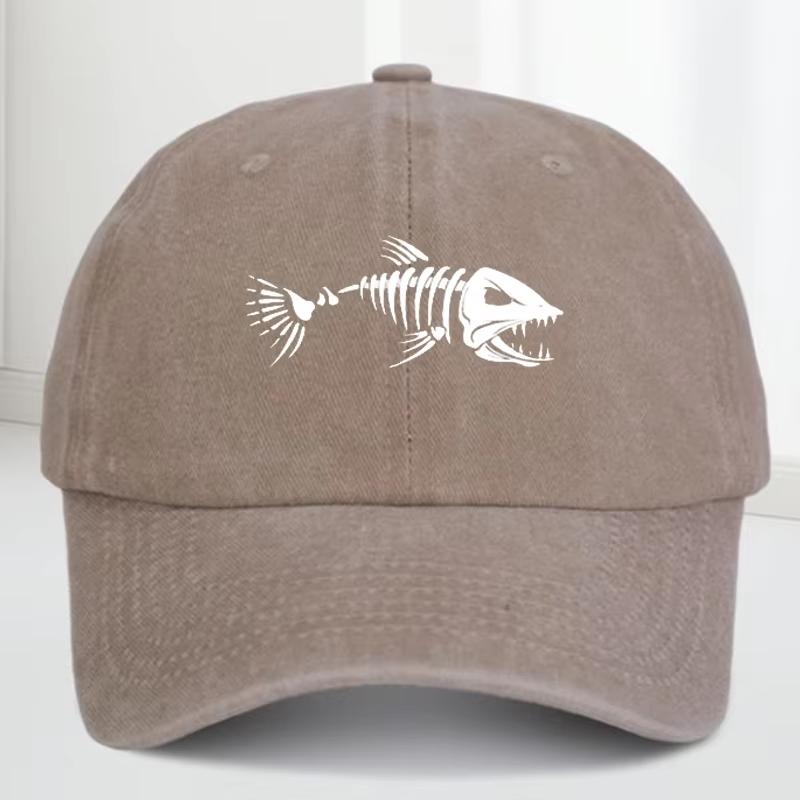 Fishbone Baseball Cap Summer Distressed Dad Hats Unisex Outdoor Fishing Skeleton Fish Bone Caps MZ-496 Fishbone Baseball Cap Summer