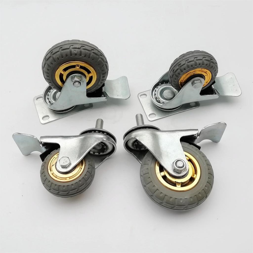 Medium Gray Elastic Silent Trolley Caster Wheel - Universal Gold Rubber