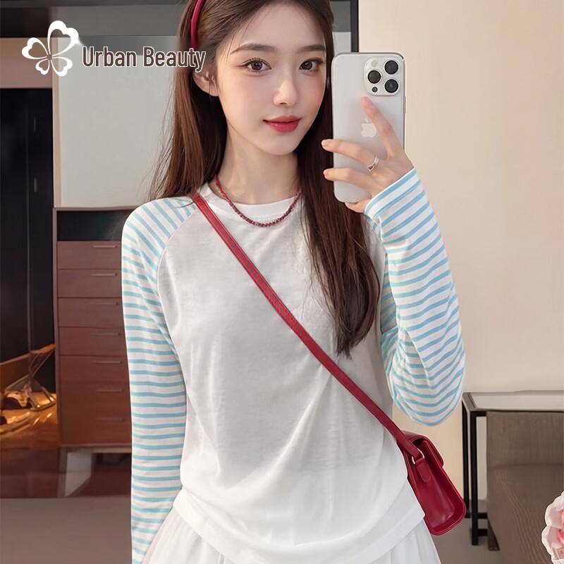 

TOSUN Women s Lightweight Cool-Touch Striped Long Sleeve T-Shirt M