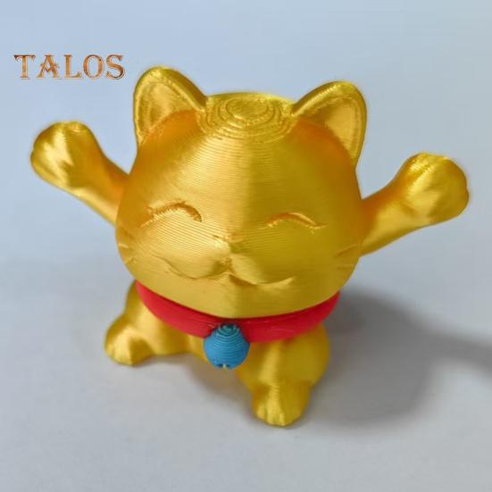 3D Printed Telescopic Cat Figurine Mini Fortune Cat Figure Simulated Animal Model Toy Home Office Bookshelf Desktop Decoration Ornament