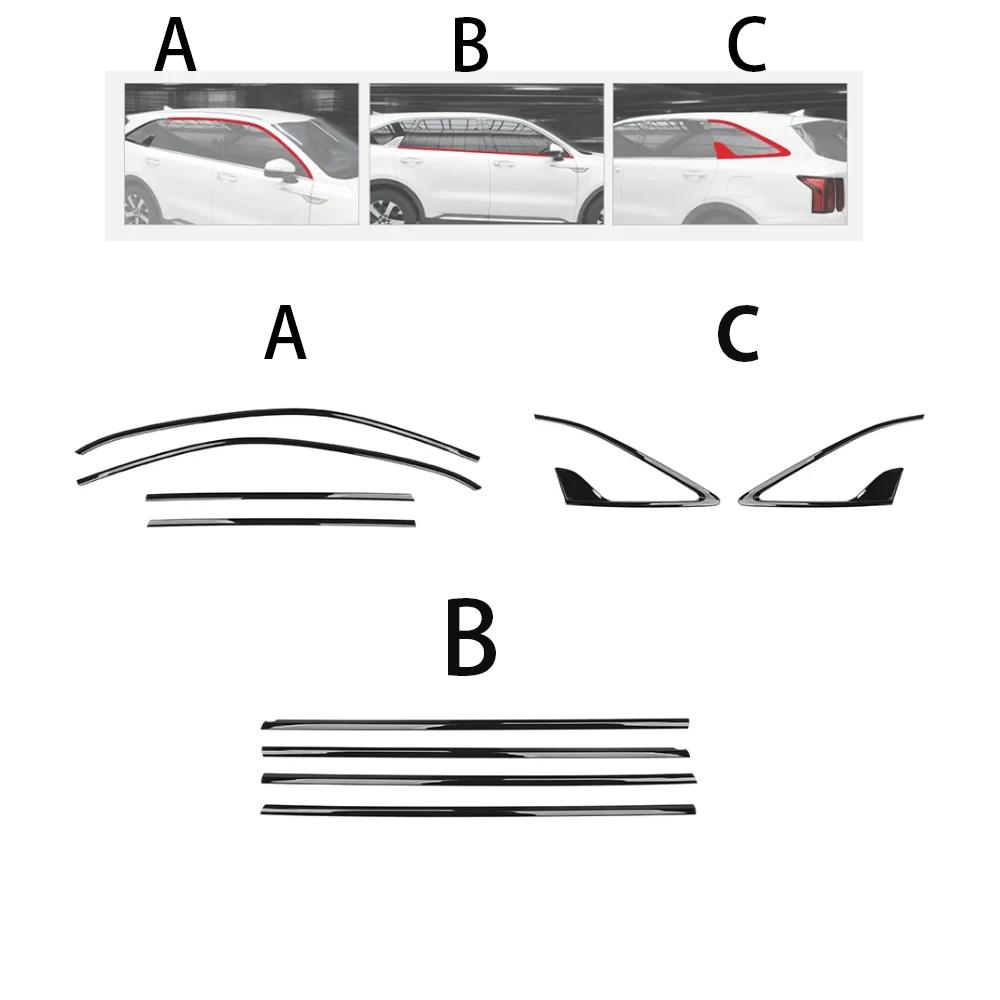 For Kia Sorento MQ4 2021-2026 10pcs ABS Car Window Decorative Strip Button Side Panel Cover Trim D-pillar Window Trim Strip