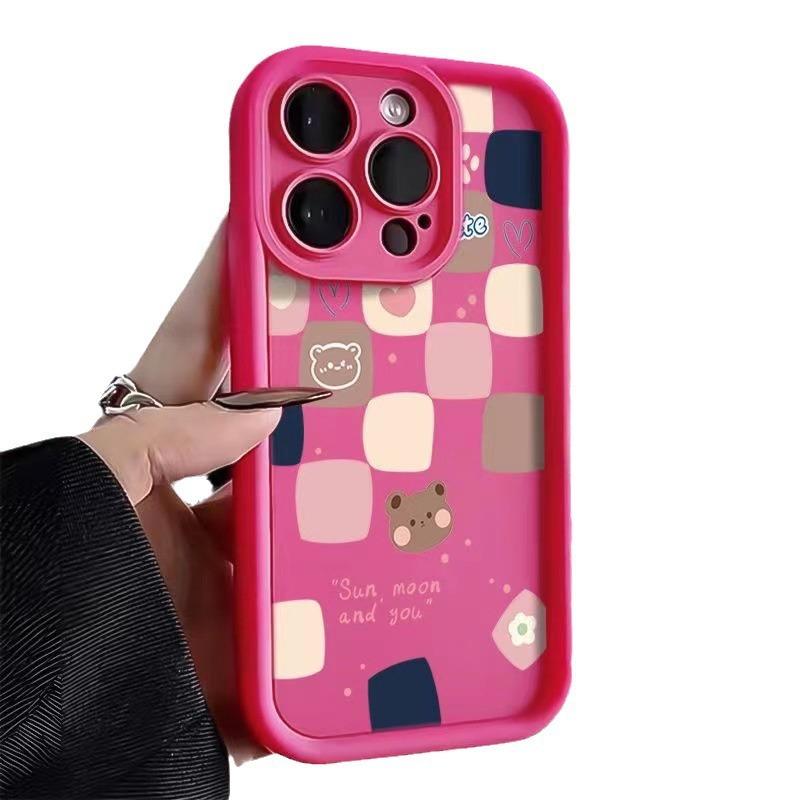 Square Bear Is Suitable for Apple 16 Phone Case 15plus, Matte 14 Silicone 13mini Protective Case 12promax