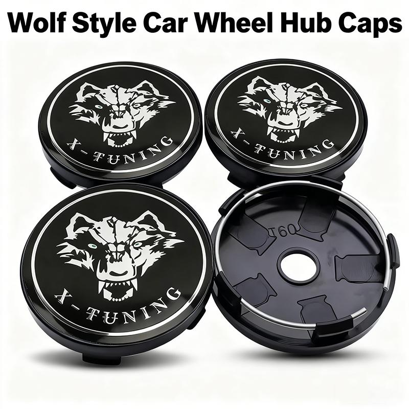 4pcs 56mm 60mm Universal Car Wheel Center Cover Hub Cap Wolf Sticker Replacement
