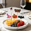 Festive Fruit Skewers 100PCS Halloween Bamboo Toothpicks, Cute Tree Shaped Disposable Skewers, Cocktail Picks Decorative Dessert Toppers for