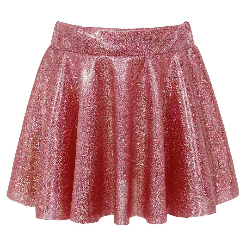 Girls Dance Skirt Elastic Waistband Shiny Sequins Style Performance Skirt Practice Wear Bottom