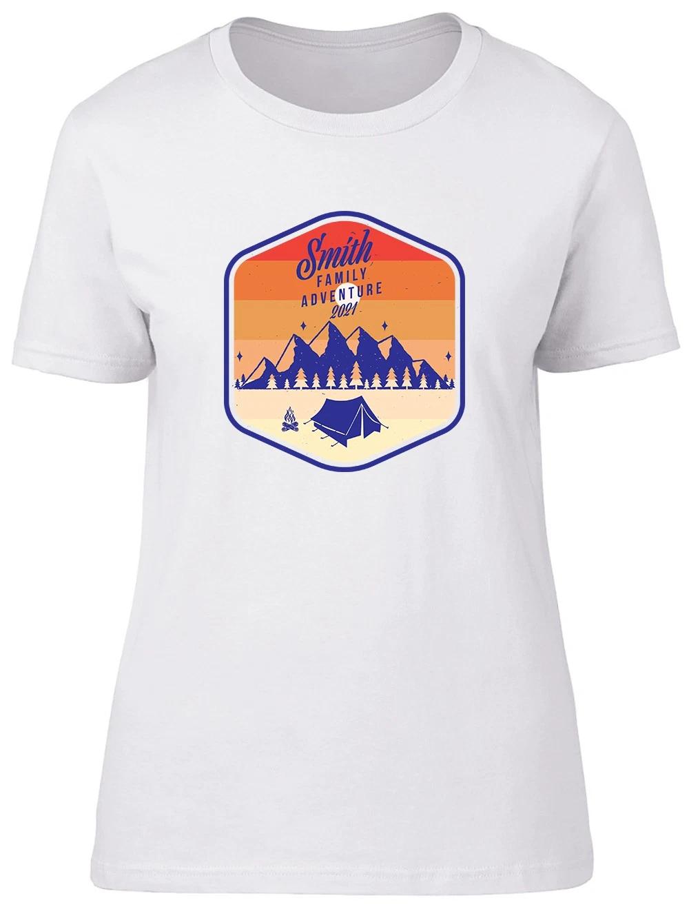 Personalised Family Adventure Camping Fitted Womens Ladies T Shirt XS