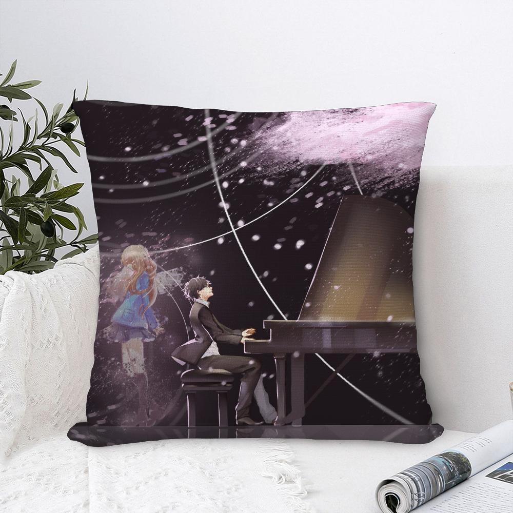 Y-Your Lie In April Pillow Case Sofa Decorative Home Double-sided Print Plush Square Throw Pillow Covers Cushion Decor Cover