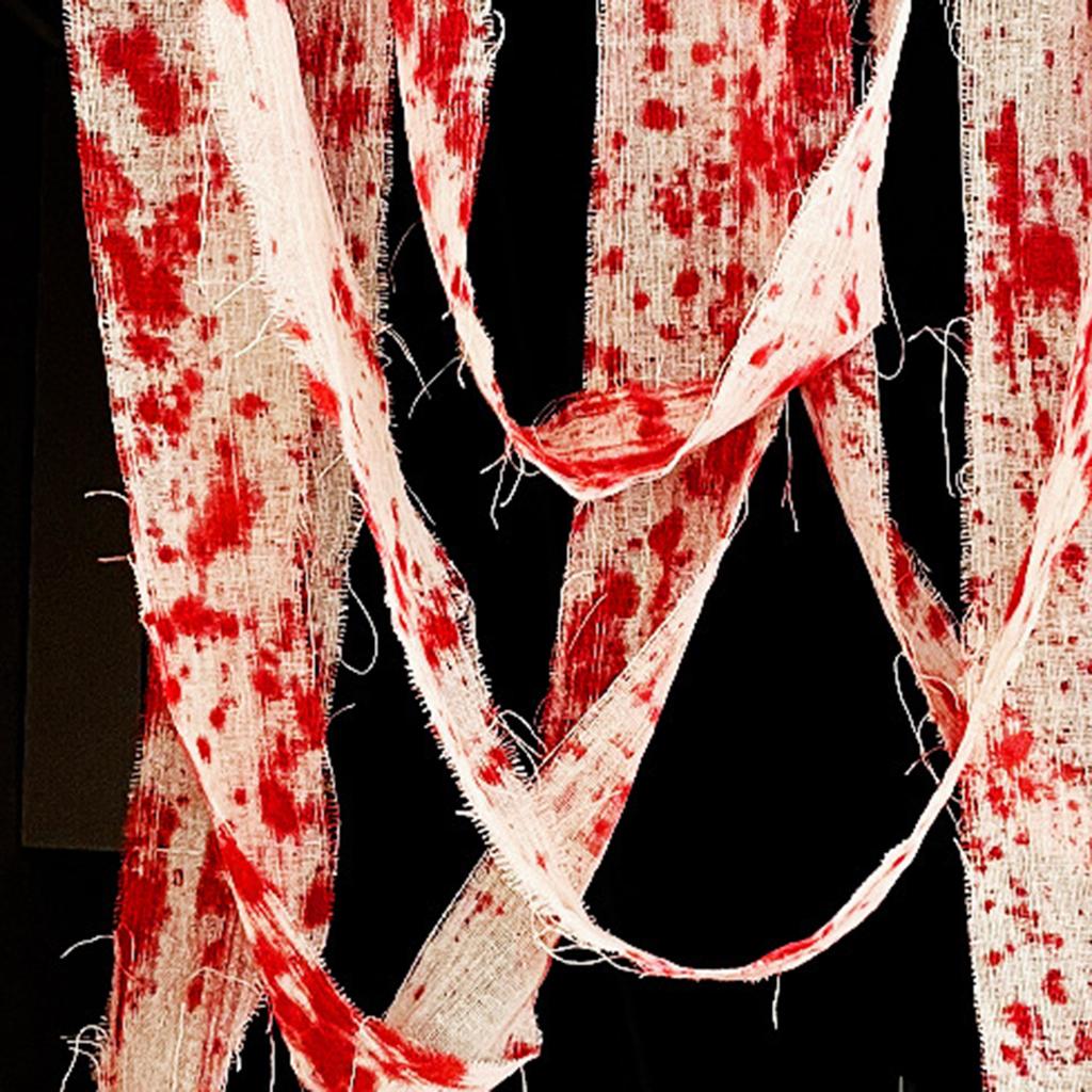 Halloween Fake Blood Bandages Pre-Stained Blood Splatter Wrap for Halloween Costumes & Decorations