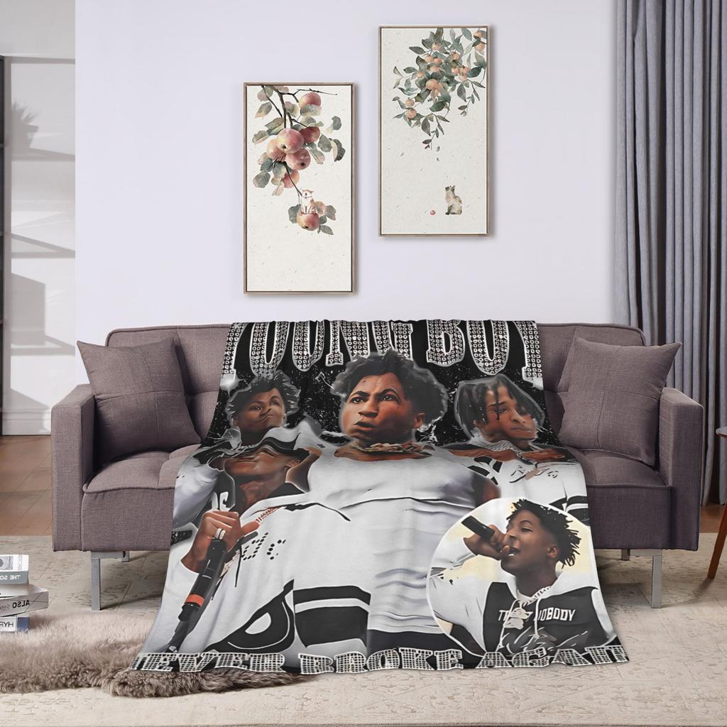 YoungBoy Never Broke Again Blanket Super Warm Plush Throw Blanket For Couch Chair Sofa Bed Picnic Flannel Bedspread Bed Cover