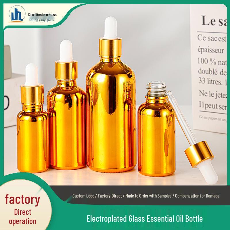 Electroplated Glass Dropper and Spray Bottles for Cosmetics and Serums – In Stock.