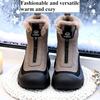 Women's Retro Zipper Fashion Lightweight Soft Sole Winter Warm Plush Snow Boots Lined with Fleece Non-slip Casual Sports Cotton Boots