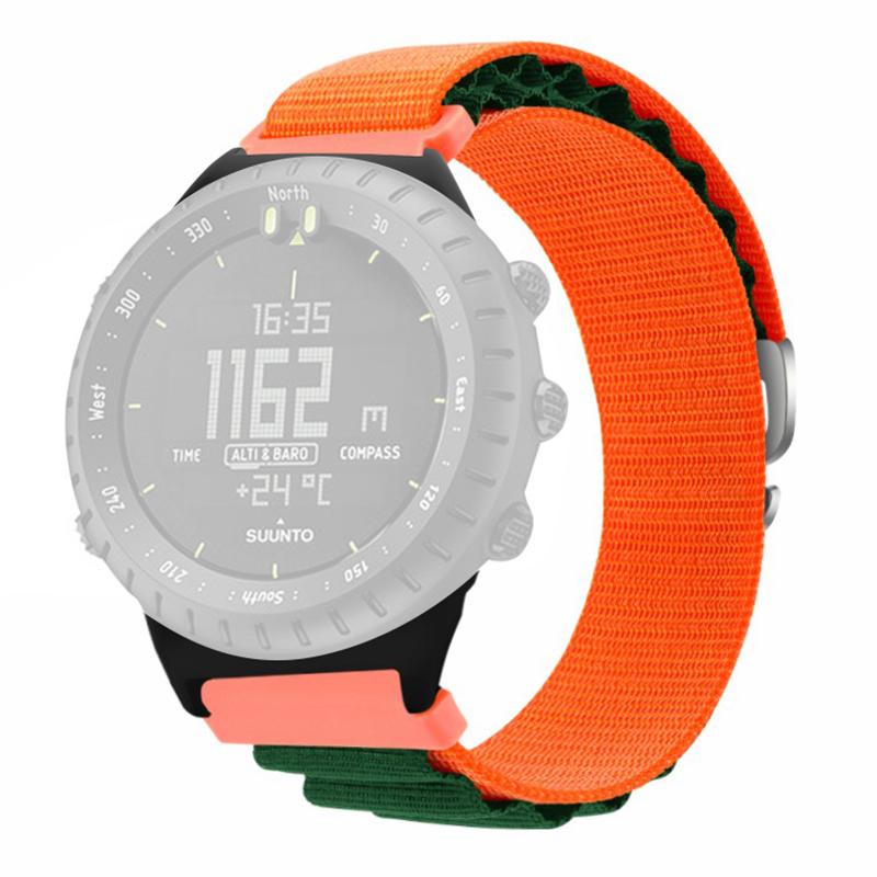 

For Suunto Core Watch Band 22mm Nylon Loop Adjustable Wrist Strap with Connector Orange Green