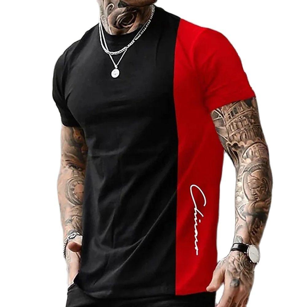 Men's Striped T-shirt Retro 3D Printed Short Sleeved Top T-shirt Men's Clothing