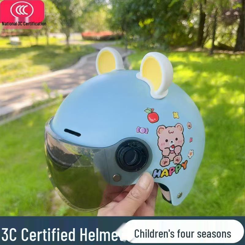 3C Certified Lightweight Electric Vehicle Helmet for Kids, Summer Half Helmet, Comfortable and Cute Safety Helmet for Boys and Girls