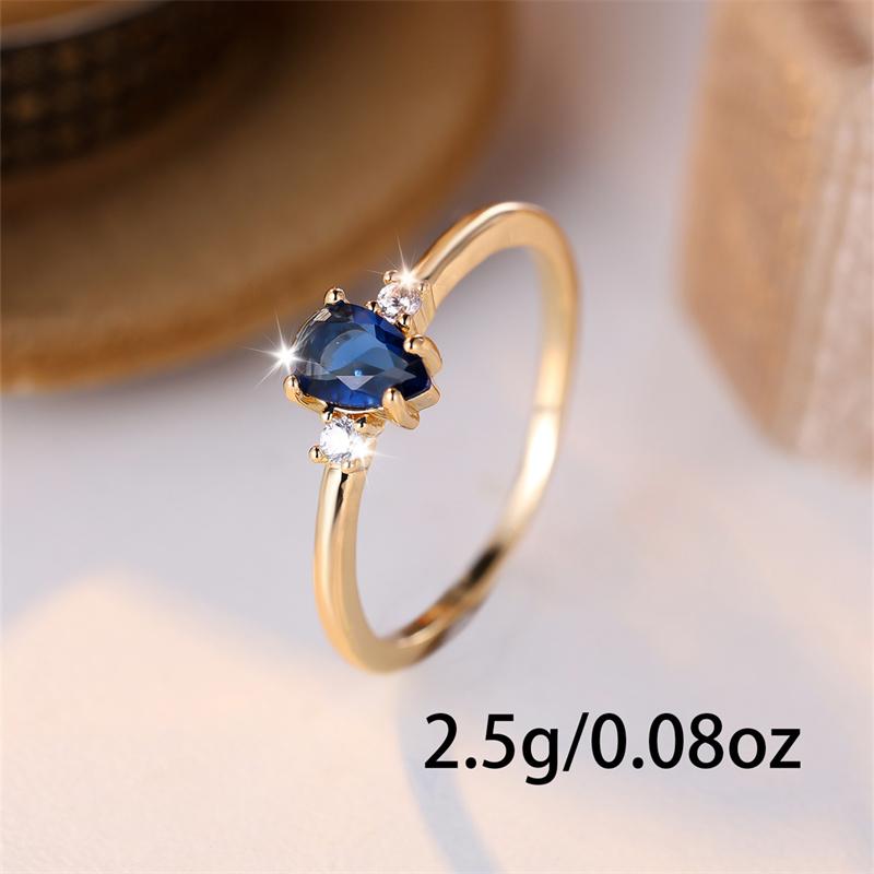 Anelli sottili impilabili in zircone blu reale a forma di pera, goccia d'acqua, in oro, per donne, fedi nuziali femminili, gioielli CZ