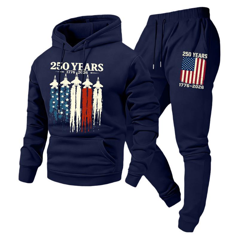 Trendy Fashion Unisex Casual Hooded Plus Velvet Sweatshirt Sportswear Set