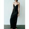Spring New Arrival French Black Dress Evening Long Dress Silk Satin Texture Intimates Style Dress 8325840