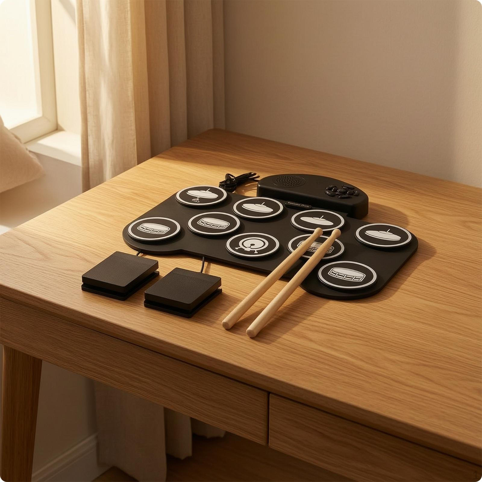 Electronic Drum Pad Portable with Pedals