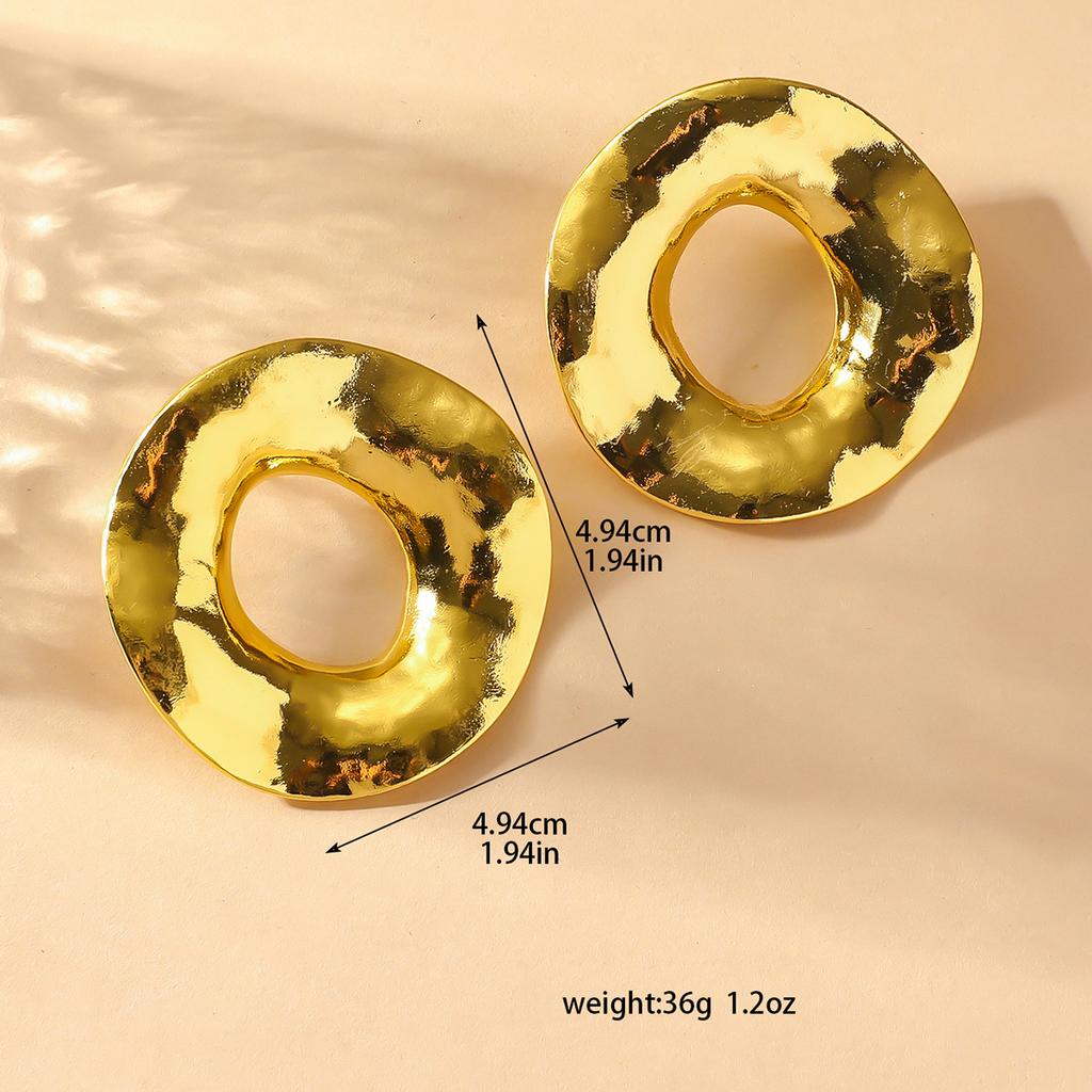 Accessories Circle Hollow Fan Circle Metal Earrings Women'S French Retro Elegant Niche Premium