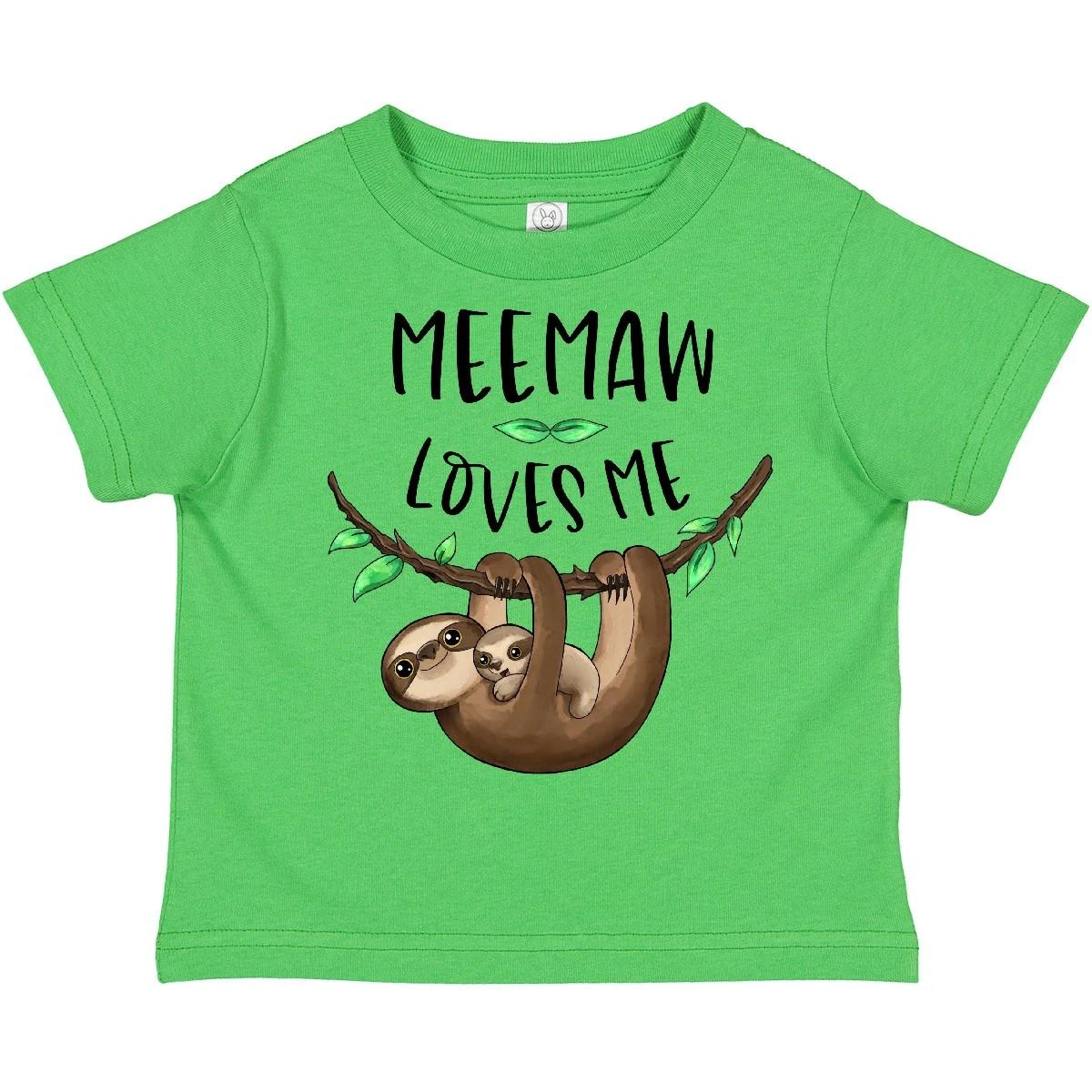 Inktastic Meemaw Loves Me Cute Sloth And Baby Toddler T-Shirt Family Sloths Kids 100