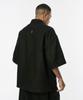 Codemorph Linen Texture Cotton Utility Short Sleeve Shirt Jacket Black