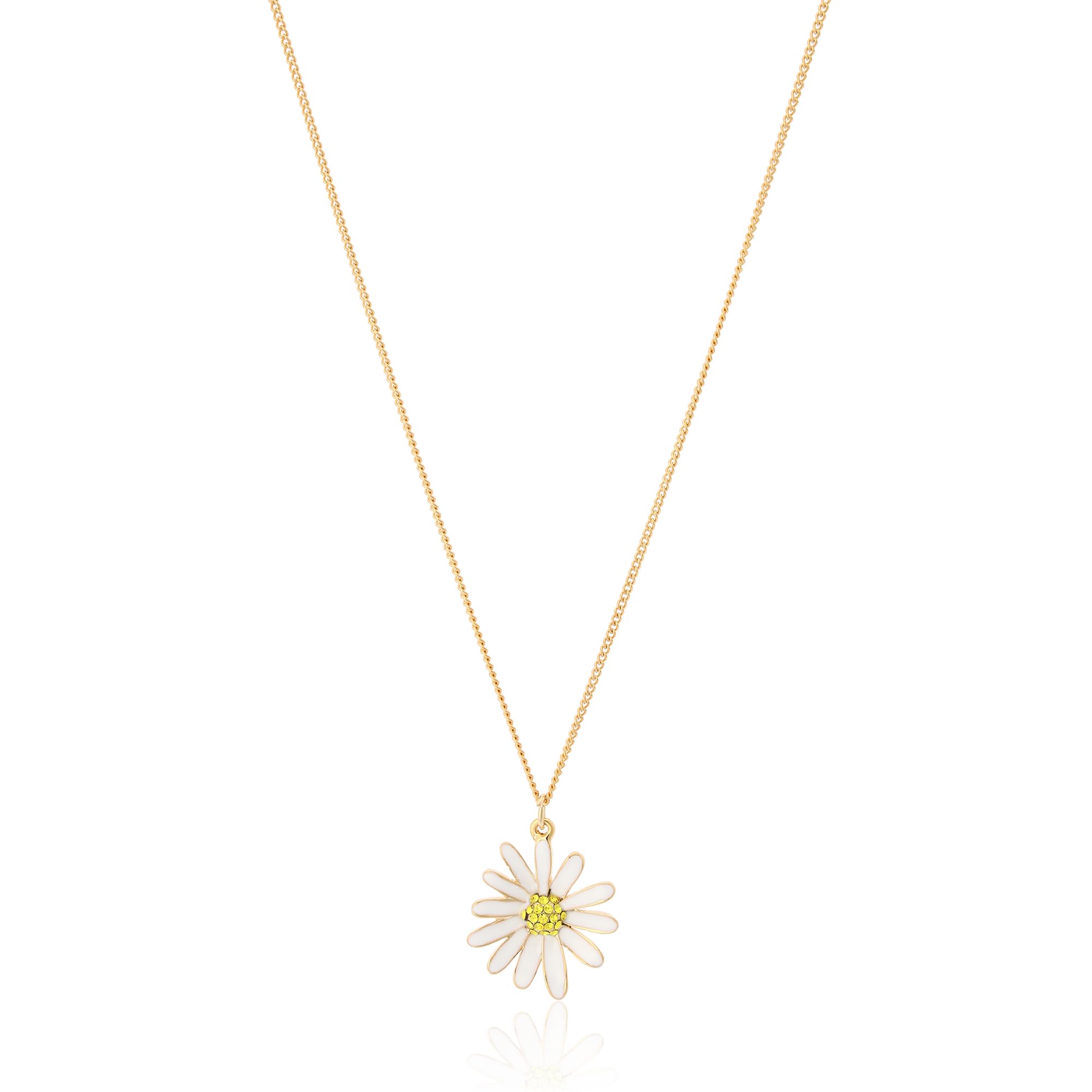 

[Vintage Hollywood] VINTAGE DAISY Necklace, Original Rhodium Plated, VH-231-052SI, with dedicated box.