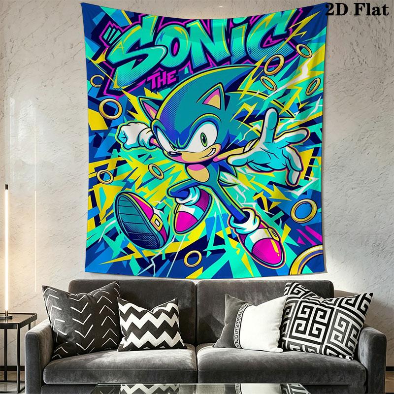 Hedgehog Sonic Bolt Wall Hanging Printed Fabric Blanket Decorative Tapestries for Bedroom Living Room Home Decor