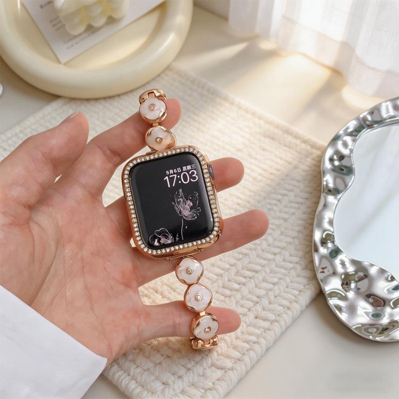 Compatible Bands for Apple S11, iWatch 109876SE, Huawei GT6, Xiaomi 9PRO - Round Bean Drip Glue, Small Flower Design