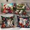 Christmas Cute Pet Series Printed Cushion Covers Super Soft Short Plush Printed Sofa Decorative Cushion Covers for Home