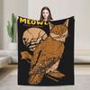Meowl Gatto Gufo Meme di Tendenza Coperta Divertente Brainrot Coperta Plaid in Flanella Decorazione da Viaggio in Aereo Copriletti Traspirante