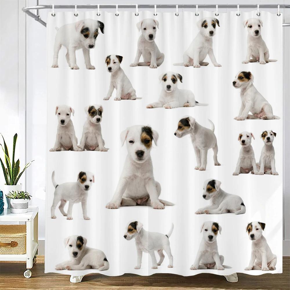 3D Printed Cute Cat Dog Animal Shower Curtain With Hooks Bathroom Polyester Waterproof Shower Curtain Home Decor Curtains