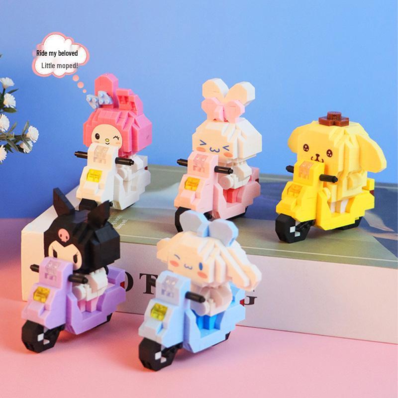 Cartoon Figurine Building Blocks: Kuromi, Cinnamoroll & Melody Rabbit - Educational Toy Blind Box for Kids