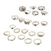 21 Pieces Vintage Butterfly Heart Rings Set Decoration for Trendy Women Adjustable Sturdy Alloy Jewelry Pieces