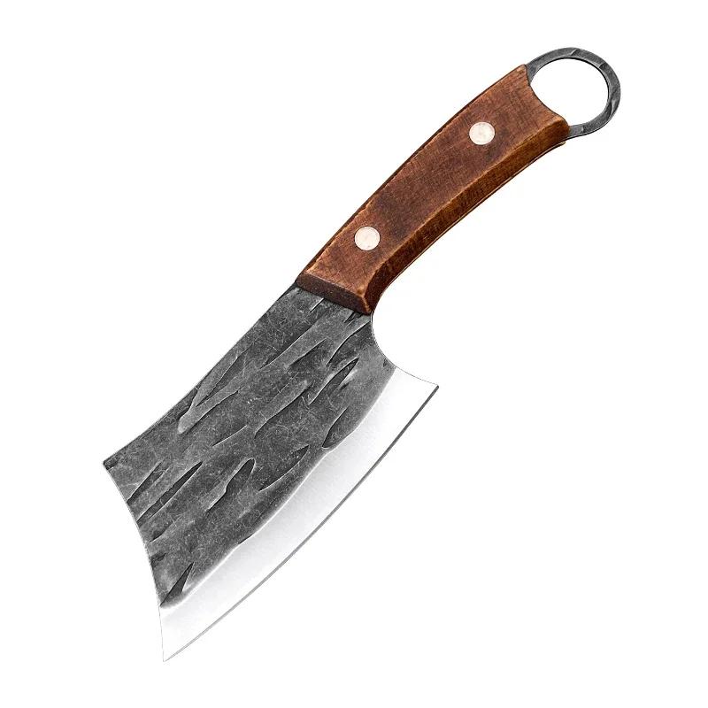 

Нож для разделки мяса, кухонные ножи шеф-повара, кованые вручную из нержавеющей стали, разделочный нож для мяса с деревянной ручкой, кухонные принадлежности