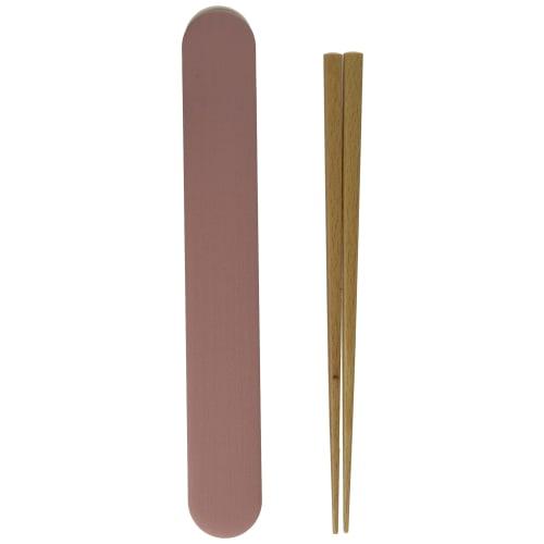 Showa Wood Grain Resin Chopstick Case Set, Pink, Made In Japan, Lightweight and Shatter-Resistant, Perfect for Lunchboxes, Picnics, and Outdoor Activi